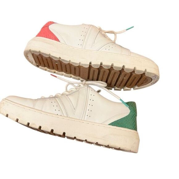 Vionic Simasa Abyss White Leather Sneakers Green Pink Lizard Accent Size 7 - Picture 3 of 8